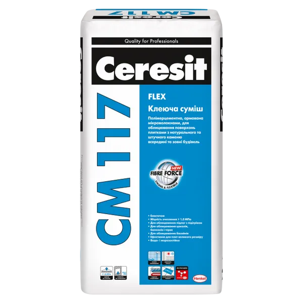 Клей для плитки и камня эластичный Ceresit CM 117 - 1