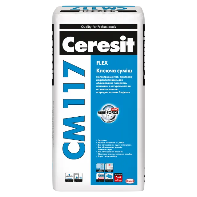 Клей для плитки та каменю еластичний Ceresit CM 117