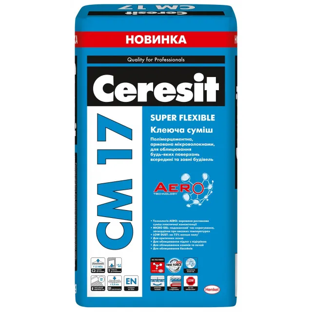 Клей для плитки высокоэластичный Ceresit CM 17 Aero
